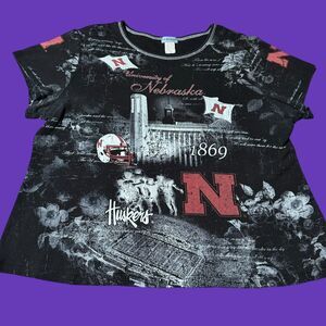 P. Michael Nebraska Huskers Football Women’s Embellished Shirt Size Large